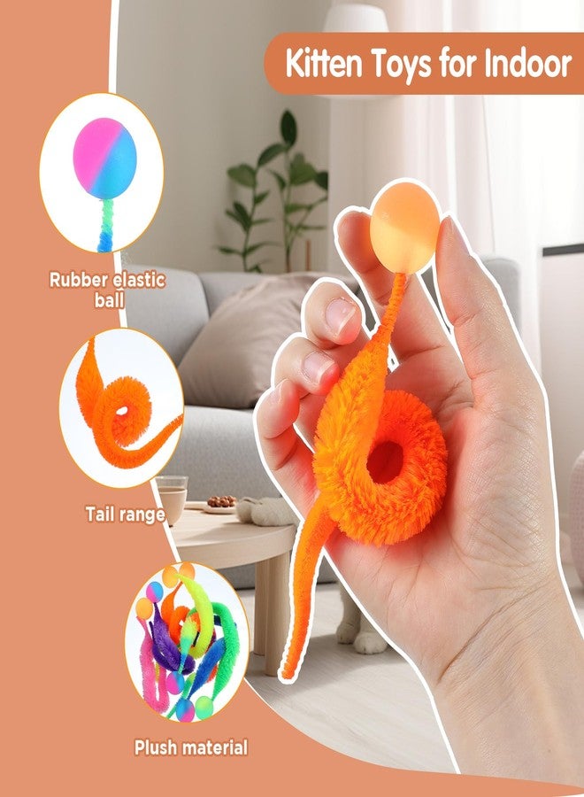 Elegaperma 7pcs Bouncy Tails Cat Toys,Bouncy Balls for Cats,Fuzzy Worm Cat Toy with Ball,Interactive Cats Toy Worm,Colorful Fuzzy Balls for Pet Party Favors,Rainbow Colors - Image 5